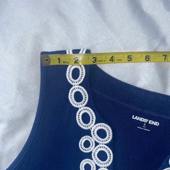 Lands' End Womens Navy Cotton Jersey Embroidered Swim Tunic Cover Sz Small(6/8) - Picture 4 of 8